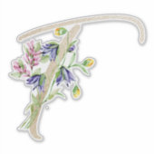 Imitate Gold Letter "T" Wasserfarbe Wilde Blume Aufkleber (Vorderseite)