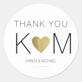 Imitate Gold Liebe Herz + Paar Initialen, danke Runder Aufkleber