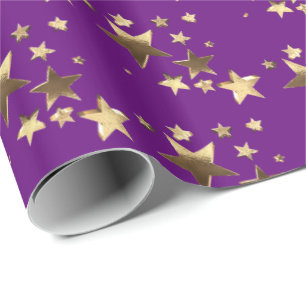 Imitate Gold Lila Weihnachtssterne Muster hinzufü Geschenkpapier