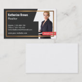 Imitate Gold Line und House Silhouette Realtor Fot Visitenkarte (Vorne/Hinten)
