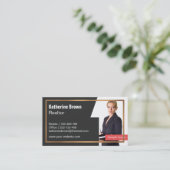 Imitate Gold Line und House Silhouette Realtor Fot Visitenkarte (Stehend Vorderseite)