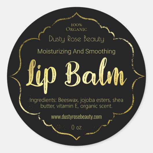 Imitate Gold Lip Balm Label Handmade Business Runder Aufkleber (Vorderseite)