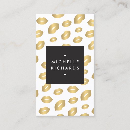 Imitate Gold Lip Print Makeup Artist Beauty White Visitenkarte (Vorderseite)