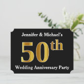 Imitate Gold Look 50. Hochzeitstag Party Einladung (Stehend Vorderseite)