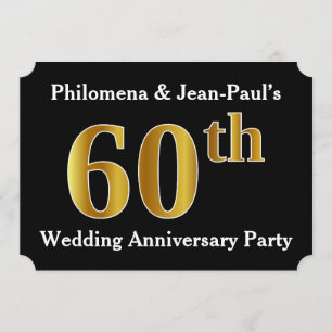 Imitate Gold Look 60. Hochzeitstag Party Einladung