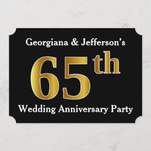 Imitate Gold Look 65. Hochzeitstag Party Einladung