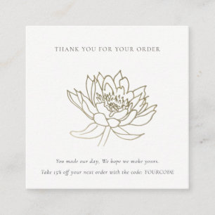 IMITATE GOLD LOTUS FLORAL LOGO SHOPPPING DANKEN QUADRATISCHE VISITENKARTE