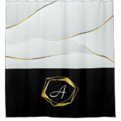 Imitate Gold Luxus Schwarz und Weiß Duschvorhang (Vorderseite)