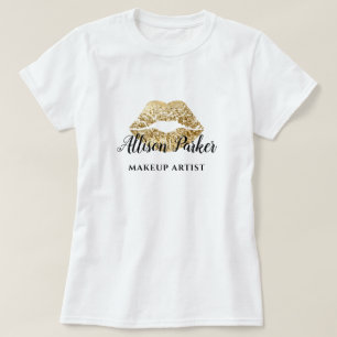 Imitate Gold Makeup Artist Logo Kiss Name T-Shirt