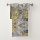 Imitate Gold Mandala & Smoky Grau Design Badhandtuch Set (Insitu)