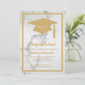 Imitate Gold & Marmor Abschluss Einladung (Stehend Vorderseite)