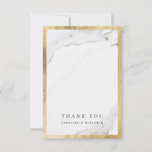 Imitate Gold Marmor Luxus moderne Hochzeit danke (Vorderseite)