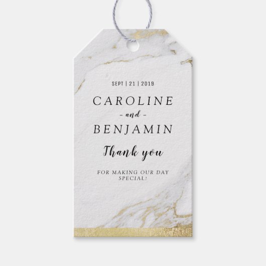 Imitate Gold Marmor Luxus moderne Hochzeit danke Geschenkanhänger (Vorderseite)