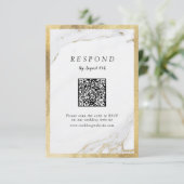 Imitate Gold Marmor Luxus moderne Hochzeit QR-Code RSVP Karte (Stehend Vorderseite)