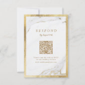 Imitate Gold Marmor Luxus moderne Hochzeit QR-Code RSVP Karte (Vorderseite)