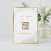 Imitate Gold Marmor Luxus moderne Hochzeit QR-Code RSVP Karte (Stehend Vorderseite)