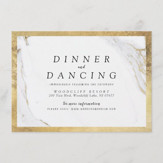 Imitate Gold Marmor Luxus moderne Hochzeitsempfang Begleitkarte (Vorderseite)