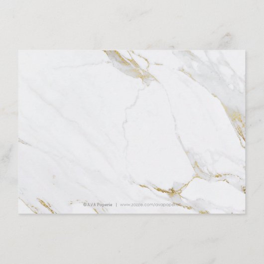 Imitate Gold Marmor Luxus moderne Hochzeitsempfang Begleitkarte (Rückseite)