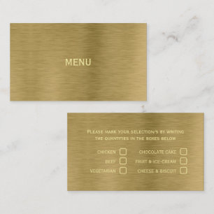 Imitate Gold Metal Textur Menü Auswahlkarte Visitenkarte