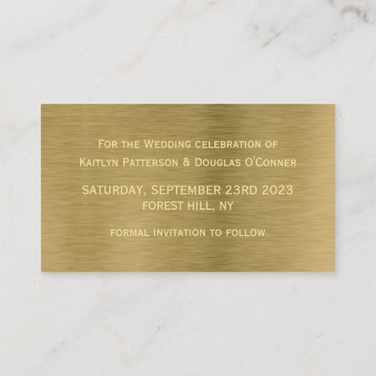 Imitate Gold Metal Textur Save the Date Karte (Rückseite)