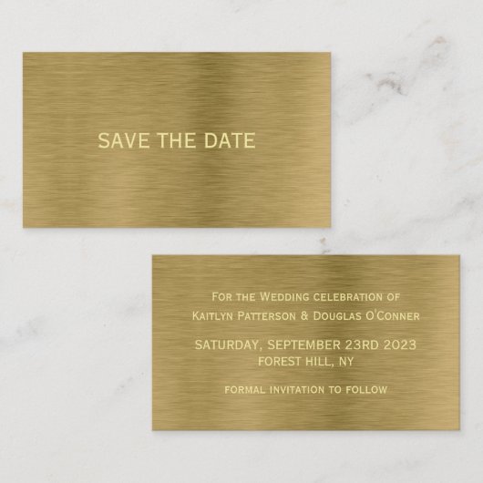 Imitate Gold Metal Textur Save the Date Karte (Vorne/Hinten)