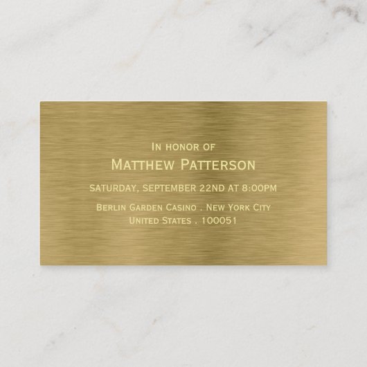 Imitate Gold Metal Texture Bachelor Party Ticket (Rückseite)