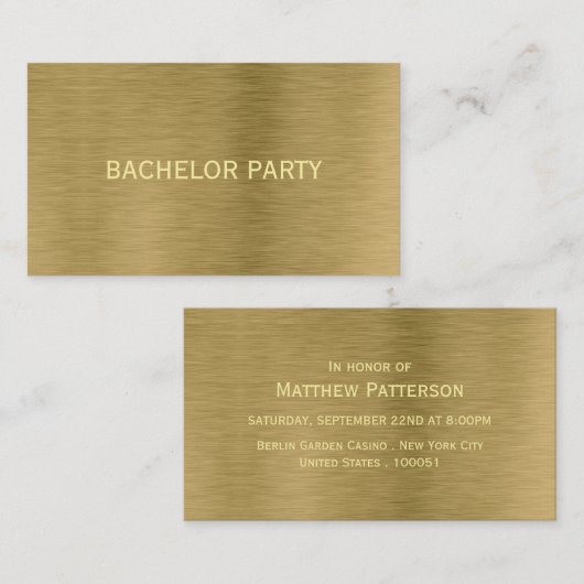 Imitate Gold Metal Texture Bachelor Party Ticket (Vorne/Hinten)