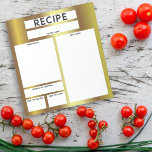 Imitate Gold Metallic Blank Sheet Kulinarisches Re Notizblock<br><div class="desc">Ein modernes und nützliches Notizblock für kulinarische Rezepte. Das Design besteht aus einem Imitat goldmetallic Hintergrund mit leeren Bereichen,  wo Sie alle wichtigen Daten für die Zubereitung eines Rezeptes aufschreiben können. Der Text ist vollständig anpassbar.</div>