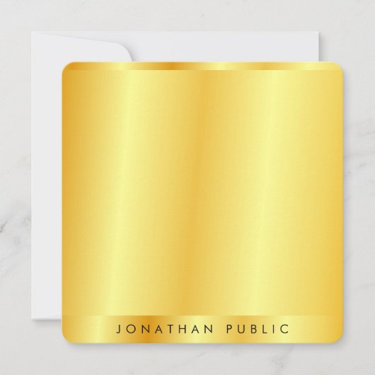 Imitate Gold Metallic Look Handwriting Monogram Mitteilungskarte (Vorderseite)