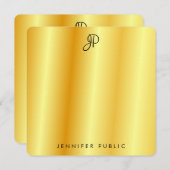 Imitate Gold Metallic Look Kalligraphierte Monogra Mitteilungskarte (Vorne/Hinten)