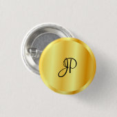 Imitate Gold Metallic Look Mit Monogramm Vorlage Button (Vorne & Hinten)