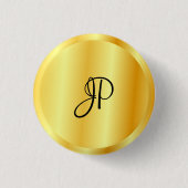 Imitate Gold Metallic Look Mit Monogramm Vorlage Button (Vorderseite)