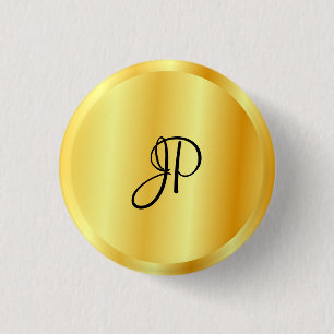 Imitate Gold Metallic Look Mit Monogramm Vorlage Button