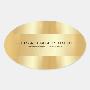 Imitate Gold Metallic Look Moderne Elegant Einfach Ovaler Aufkleber