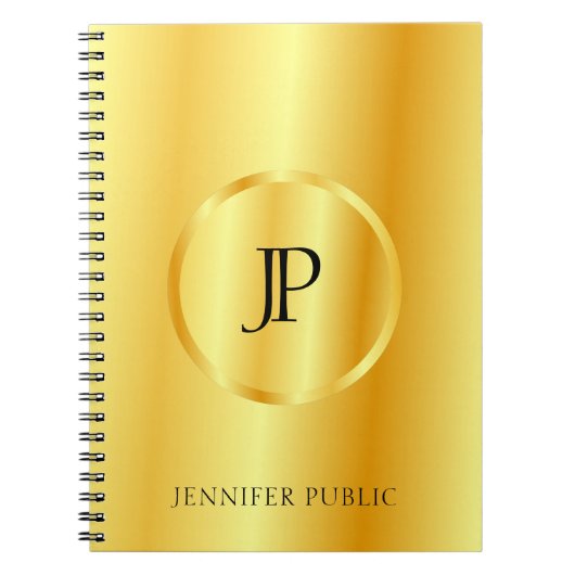 Imitate Gold Metallic Look Moderne Monogramm Vorla Notizblock (Vorderseite)
