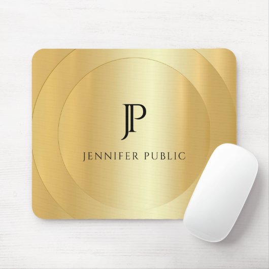 Imitate Gold Metallic Look Monogram Elegant Templa Mousepad (Mit Mouse)