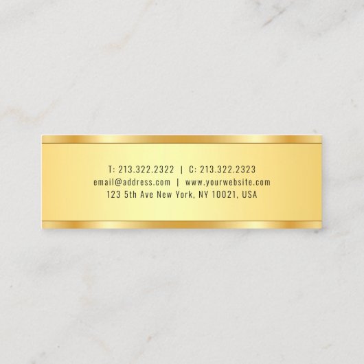 Imitate Gold Metallic Look Template Elegant Modern Mini Visitenkarte (Rückseite)