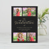 Imitate Gold Minimalistisch Collage Abschluss 4 Fo (Stehend Vorderseite)