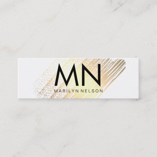 Imitate Gold mit Chic Monogram gespürt Mini Visitenkarte (Vorderseite)
