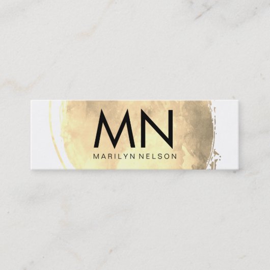 Imitate Gold mit Chic Monogram gespürt Mini Visitenkarte (Vorderseite)