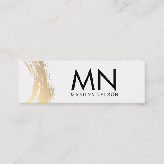 Imitate Gold mit Chic Monogram gespürt Mini Visitenkarte (Vorderseite)