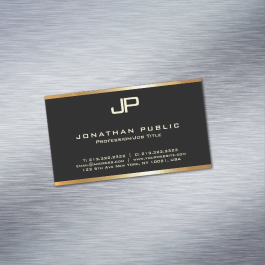 Imitate Gold Mit Monogramm Moderne Elegant Templat Magnetische Visitenkarte (Beispiel)