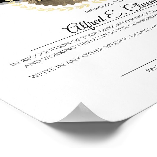 Imitate Gold Mitarbeiter des Jahres Prämienzertifi Poster (Ecke)