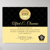 Imitate Gold Mitarbeiter des Jahres Prämienzertifi Poster (Vorne)