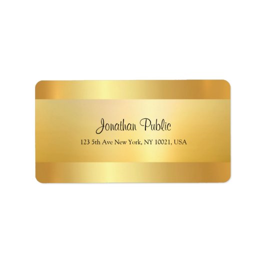 Imitate Gold Moderne Coole Skriptvorlage Top-Adres Adressaufkleber (Vorne)