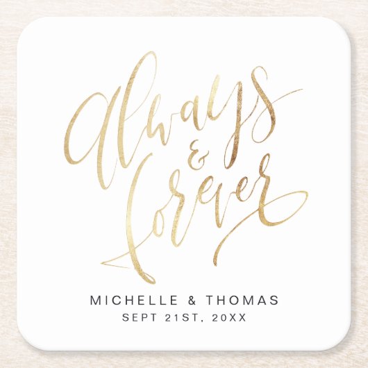 Imitate Gold Moderne, einfach, immer und für immer Rechteckiger Pappuntersetzer (Vorderseite)