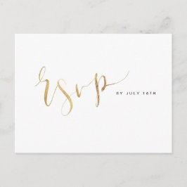 Imitate Gold Moderne einfache Script Hochzeit RSVP Einladungspostkarte