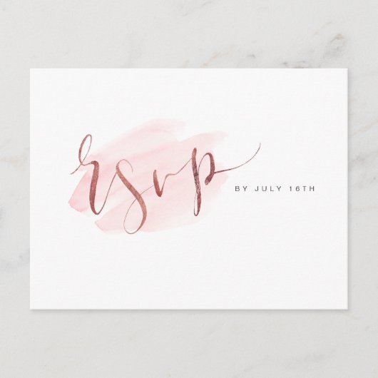 Imitate Gold Moderne einfache Script Hochzeit RSVP Einladungspostkarte (Vorderseite)