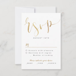 Imitate Gold Moderne einfache Script Hochzeit RSVP Karte