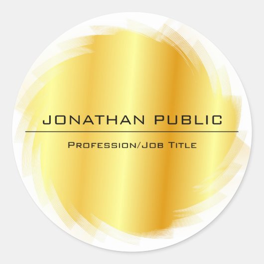 Imitate Gold Moderne elegante, einfache Designvorl Runder Aufkleber (Vorderseite)